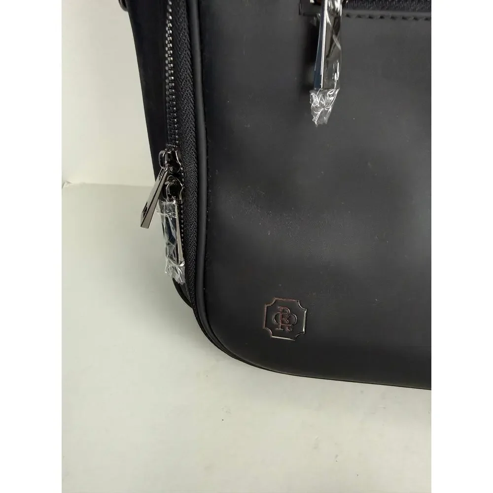 Oak & Rove Alto Briefcase Black Dual Compartment Strap Nylon Leather Trim